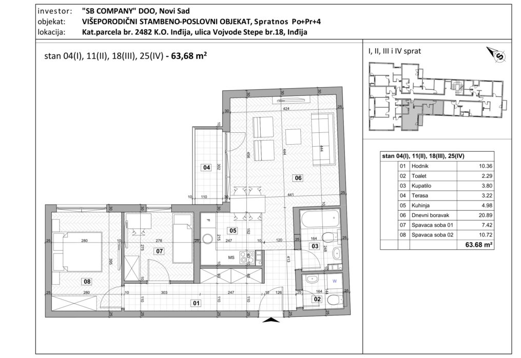 Stan 04 – 63,68 m²Ulica Vojvode Stepe br.18, Inđija