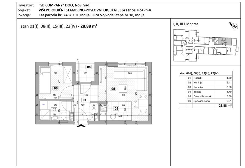 Stan 01 – 28,88 m²Ulica Vojvode Stepe br.18, Inđija