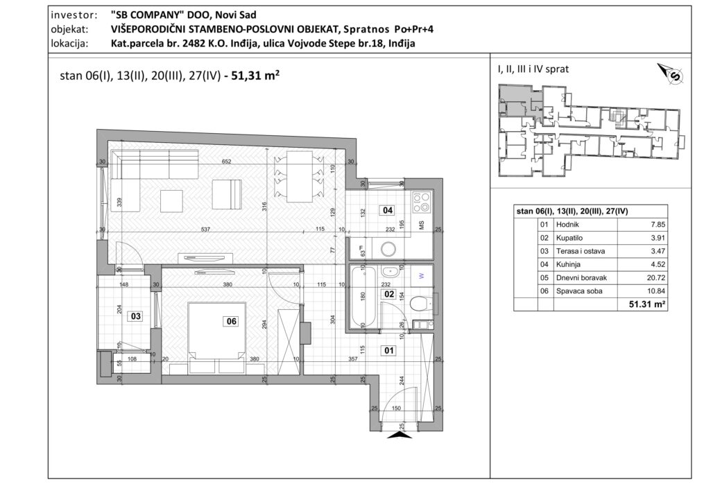Stan 06 – 51,31 m²Ulica Vojvode Stepe br.18, Inđija